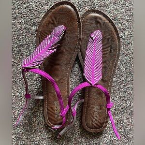 Carlos Santana purple feather sandals women size 10